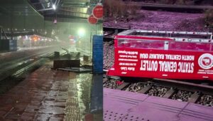 Orai:आंधी-तूफान का कहर, रेलवे ट्रैक पर गिरा कैंटीन का स्ट्रक्चर, कई प्रमुख ट्रेनें घंटों रुकीं, यात्री परेशान – Orai Havoc Wreaked By Storm Canteen Structure Collapses On Railway Track Several Major Trains Halted For Hours