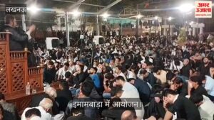 इमामबाड़ा गुफ़रान मोहर्रम की 12वीं पर ‘यौम-ए-अब्बास’ की मजलिस का आयोजन में बोलते मौलाना कल्बे जवाद